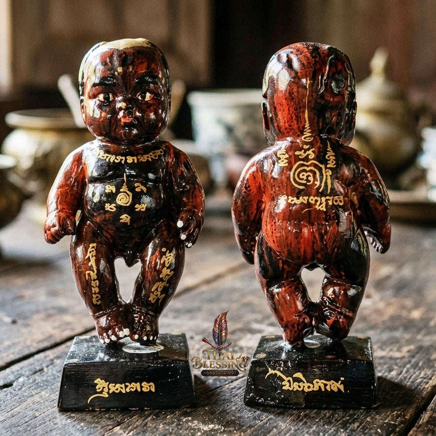 Authentic Thai Sacred Kuman Thong Statue "Wealth Attraction & Miracle Child Spirit Edition 2023" (Holy Metal Alloy & Phong Phrai Kuman Powder) by Arjan Weerathep Yan Khru Prasit
