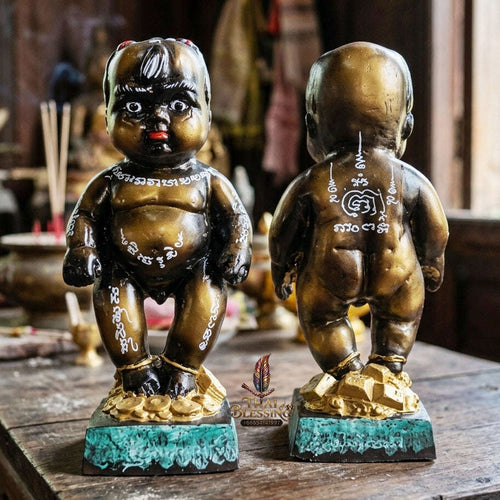 Authentic Thai Sacred Kuman Thong Statue "Wealth Attraction & Miracle Child Spirit Edition 2023" (Resin & Phong Phrai Kuman Powder) by Arjan Weerathep Yan Khru Prasit Thai Blessing Co By RURUECHA