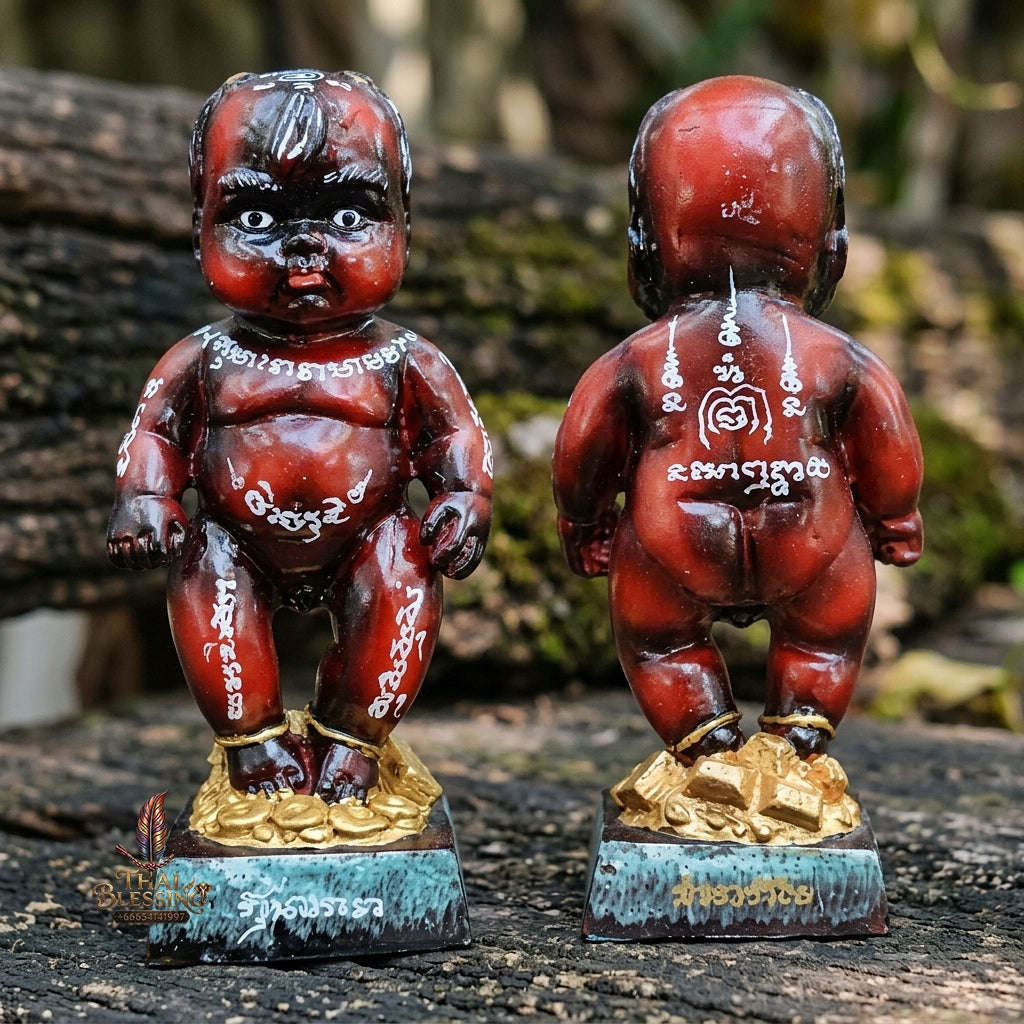 Authentic Thai Sacred Kuman Thong Statue "Wealth Attraction & Miracle Child Spirit Edition 2023" (Resin & Phong Phrai Kuman Powder) by Arjan Weerathep Yan Khru Prasit Thai Blessing Co By RURUECHA