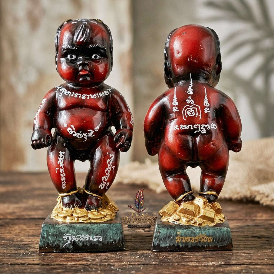 Authentic Thai Sacred Kuman Thong Statue "Wealth Attraction & Miracle Child Spirit Edition 2023" (Resin & Phong Phrai Kuman Powder) by Arjan Weerathep Yan Khru Prasit Thai Blessing Co By RURUECHA