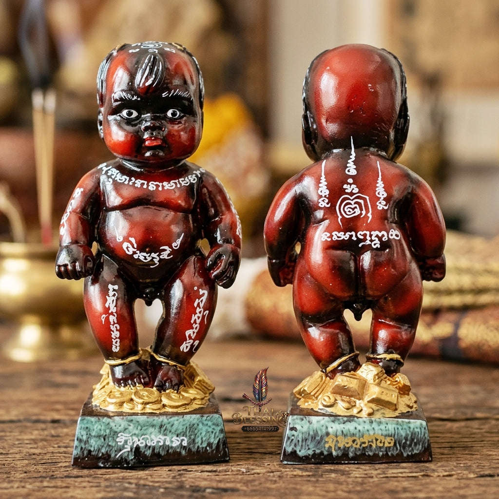 Authentic Thai Sacred Kuman Thong Statue "Wealth Attraction & Miracle Child Spirit Edition 2023" (Resin & Phong Phrai Kuman Powder) by Arjan Weerathep Yan Khru Prasit Thai Blessing Co By RURUECHA