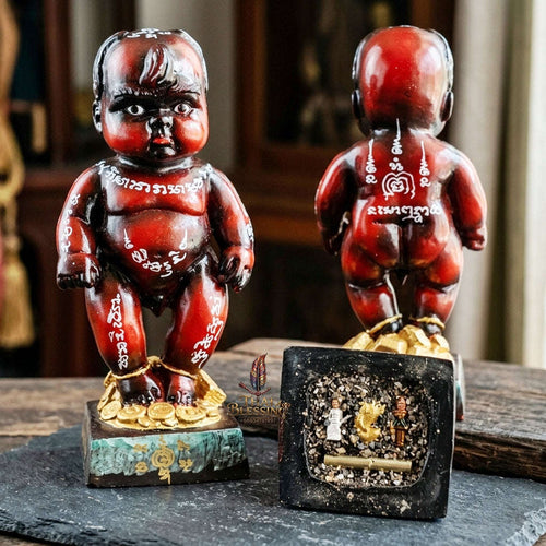Authentic Thai Sacred Kuman Thong Statue "Wealth Attraction & Miracle Child Spirit Edition 2023" (Resin & Phong Phrai Kuman Powder) by Arjan Weerathep Yan Khru Prasit Thai Blessing Co By RURUECHA
