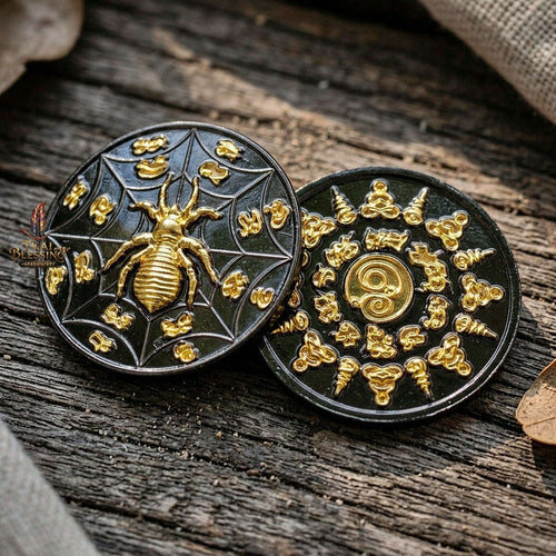 Authentic Thai Sacred Maeng Mum Maha Lap Maha Setthi (Divine Wealth Spider Coin) - Black Rhodium & Gold Plated for Ultimate Money Trapping, Gambling Luck, Business Prosperity & Protection Thai Blessing Co By RURUECHA