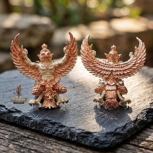 Authentic Thai Sacred Maha Phaya Krut (Garuda Power Statue) - 2K Silver & Pink Gold Plated Bronze Edition (Yot Ariya Sap Model) for Ultimate Power, Prestige & Wealth Attraction Thai Blessing Co By RURUECHA