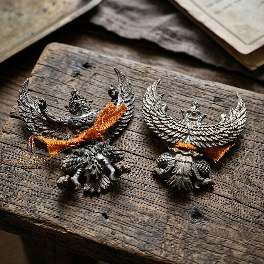 Authentic Thai Sacred Maha Phaya Krut (Garuda Power Statue) - Bronze Wrapped with Sacred Monk Robe Jiwon Edition (Yot Ariya Sap Model) for Ultimate Power, Prestige & Wealth Attraction