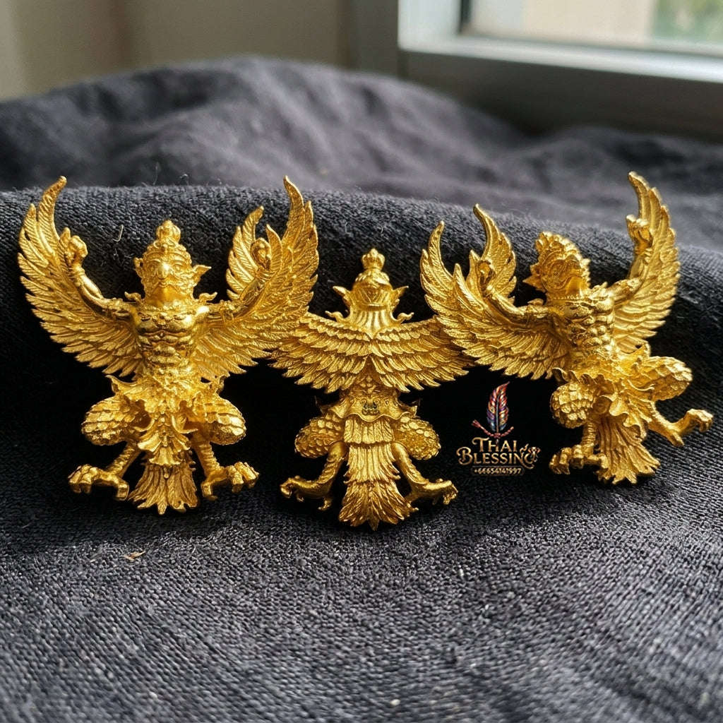 Authentic Thai Sacred Maha Phaya Krut (Garuda Power Statue) - Gold Plated Bronze Edition (Yot Ariya Sap Model)  for Ultimate Power, Prestige & Wealth Attraction Thai Blessing Co By RURUECHA