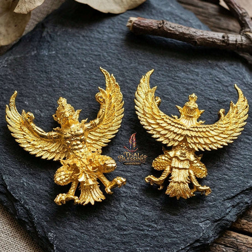 Authentic Thai Sacred Maha Phaya Krut (Garuda Power Statue) - Gold Plated Bronze Edition (Yot Ariya Sap Model)  for Ultimate Power, Prestige & Wealth Attraction Thai Blessing Co By RURUECHA