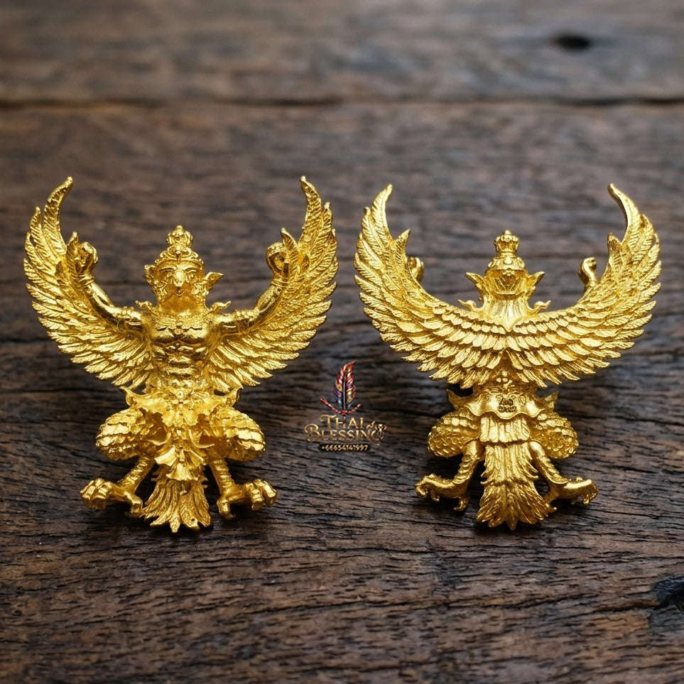 Authentic Thai Sacred Maha Phaya Krut (Garuda Power Statue) - Gold Plated Bronze Edition (Yot Ariya Sap Model)  for Ultimate Power, Prestige & Wealth Attraction Thai Blessing Co By RURUECHA