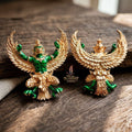 Authentic Thai Sacred Maha Phaya Krut (Garuda Power Statue) - Pink Gold Plated with Green Enamel Edition (Yot Ariya Sap Model) for Ultimate Power, Prestige & Wealth Attraction