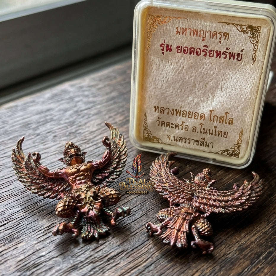 Authentic Thai Sacred Maha Phaya Krut (Garuda Power Statue) - Rainbow Flame Copper Edition (Yot Ariya Sap Model) for Ultimate Power, Prestige & Wealth Attraction