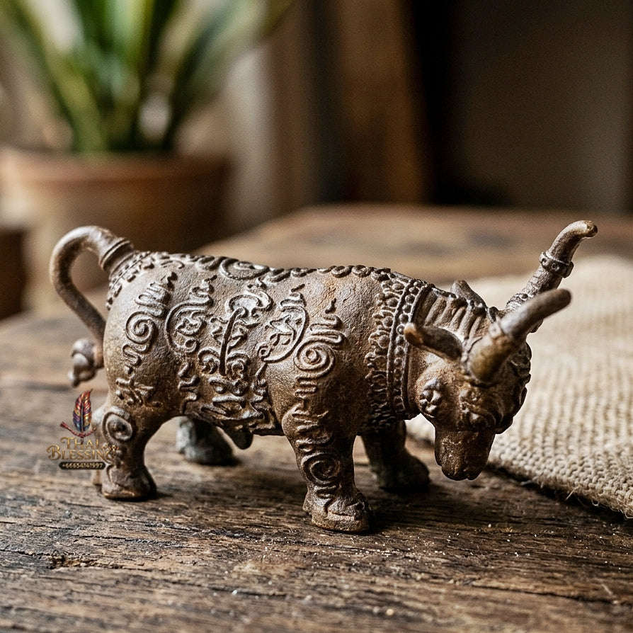 Authentic Thai Sacred Mahingsa Phokhasap (Kwai Thanu Sacred Guardian Buffalo) - Ancient Cast Bronze for Ultimate Protection, Evil Shield & Wealth Attraction Thai Blessing Co By RURUECHA