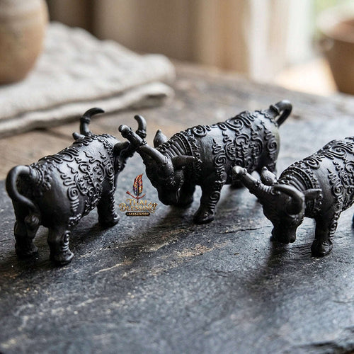 Authentic Thai Sacred Mahingsa Phokhasap (Kwai Thanu Sacred Guardian Buffalo) - Black Antiqued Metal for Ultimate Protection, Evil Shield & Wealth Attraction Thai Blessing Co By RURUECHA