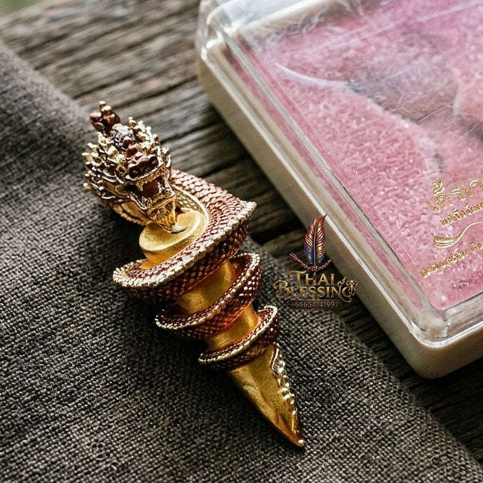 Authentic Thai Sacred Naga Fang Amulet "Udom Mongkhon Edition 2022" (Deva Brass 2K Gold Plated) Thai Blessing Co By RURUECHA