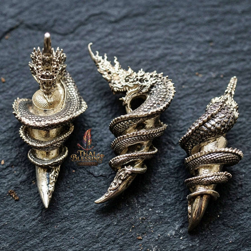 Authentic Thai Sacred Naga Fang Amulet "Udom Mongkhon Edition 2022" (Deva Brass 2K Gold Plated) Thai Blessing Co By RURUECHA