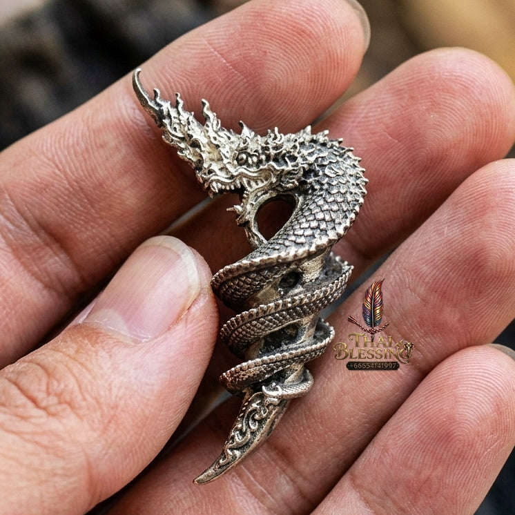 Authentic Thai Sacred Naga Fang Amulet "Udom Mongkhon Edition 2022" (Deva Brass 2K Gold Plated) Thai Blessing Co By RURUECHA