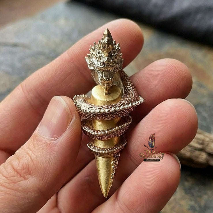 Authentic Thai Sacred Naga Fang Amulet "Udom Mongkhon Edition 2022" (Deva Brass 2K Gold Plated) Thai Blessing Co By RURUECHA
