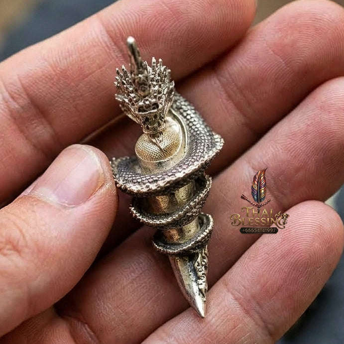 Authentic Thai Sacred Naga Fang Amulet "Udom Mongkhon Edition 2022" (Deva Brass 2K Gold Plated) Thai Blessing Co By RURUECHA