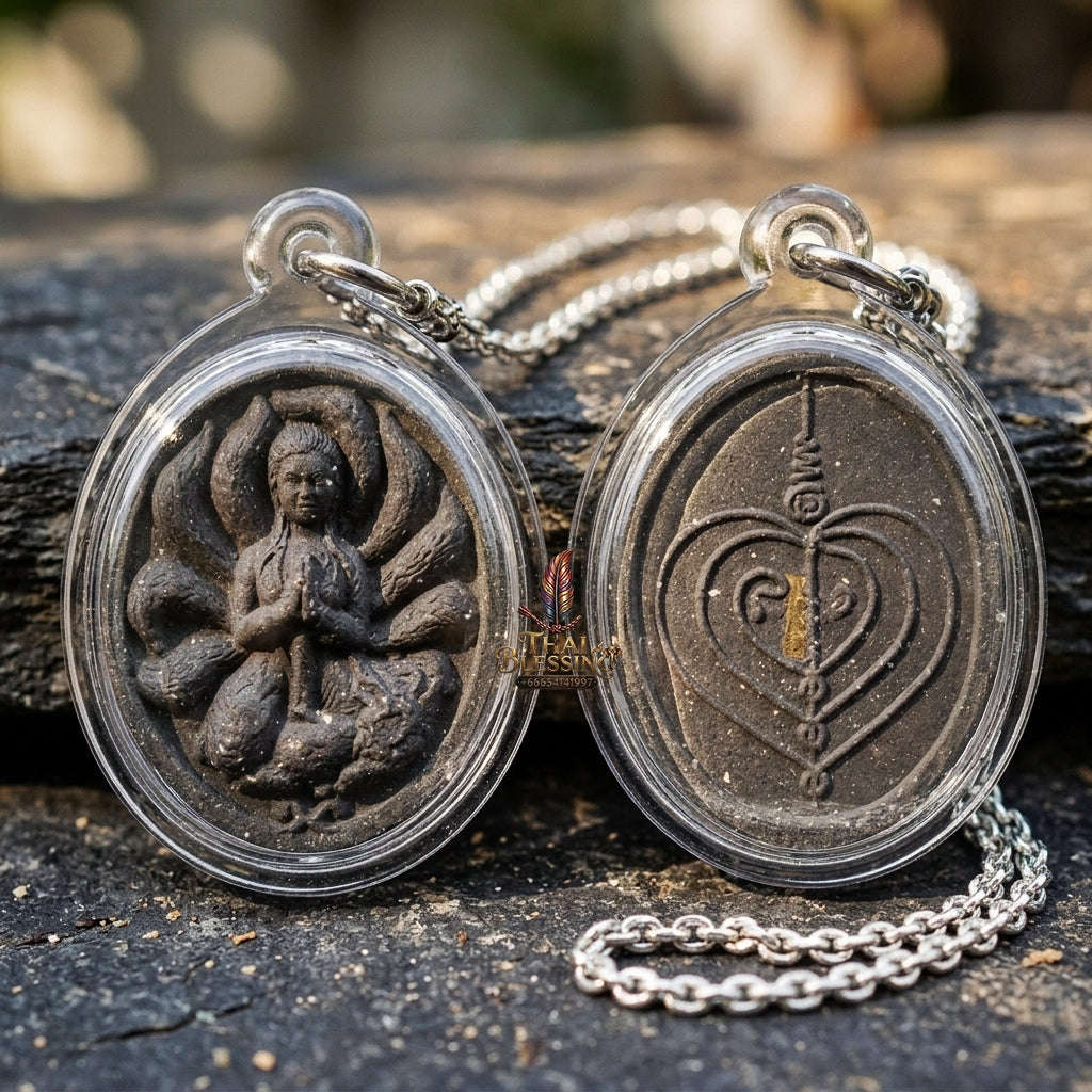 Authentic Thai Sacred Nang Chingchok Nine-Tailed Fox Spirit Amulet - for Extreme Love Attraction, Hypnotic Charisma & Business Luck Thai Blessing Co By RURUECHA