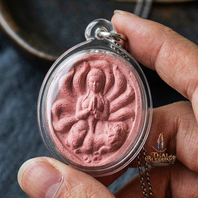 Authentic Thai Sacred Nang Chingchok Nine-Tailed Fox Spirit Amulet for Extreme Love Attraction, Hypnotic Charisma & Business Luck Thai Blessing Co By RURUECHA