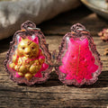 Authentic Thai Sacred Nangphaya Chingchok Kao Hang Nine-Tailed Fox Amulet - Pink Holy Powder Gold-Painted Edition (Thep Setthi Model) for Extreme Love Saneh, Wealth Attraction & Business Success