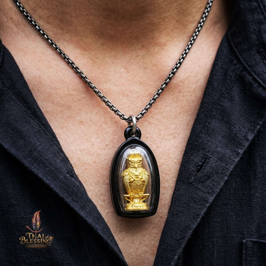Authentic Thai Sacred Nok Theid Theud Owl Amulet (Chao Sap Rattikan) for Night Gambling Luck, Wealth Attraction & Business Trade Thai Blessing Co By RURUECHA