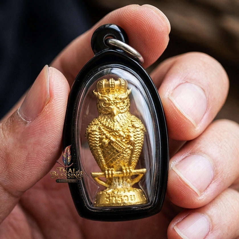 Authentic Thai Sacred Nok Theid Theud Owl Amulet (Chao Sap Rattikan) for Night Gambling Luck, Wealth Attraction & Business Trade Thai Blessing Co By RURUECHA
