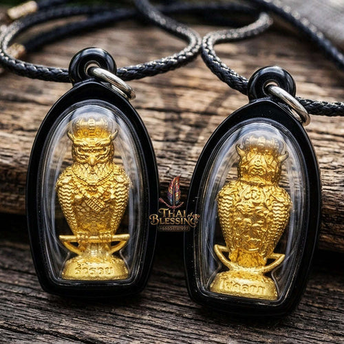 Authentic Thai Sacred Nok Theid Theud Owl Amulet (Chao Sap Rattikan) for Night Gambling Luck, Wealth Attraction & Business Trade Thai Blessing Co By RURUECHA