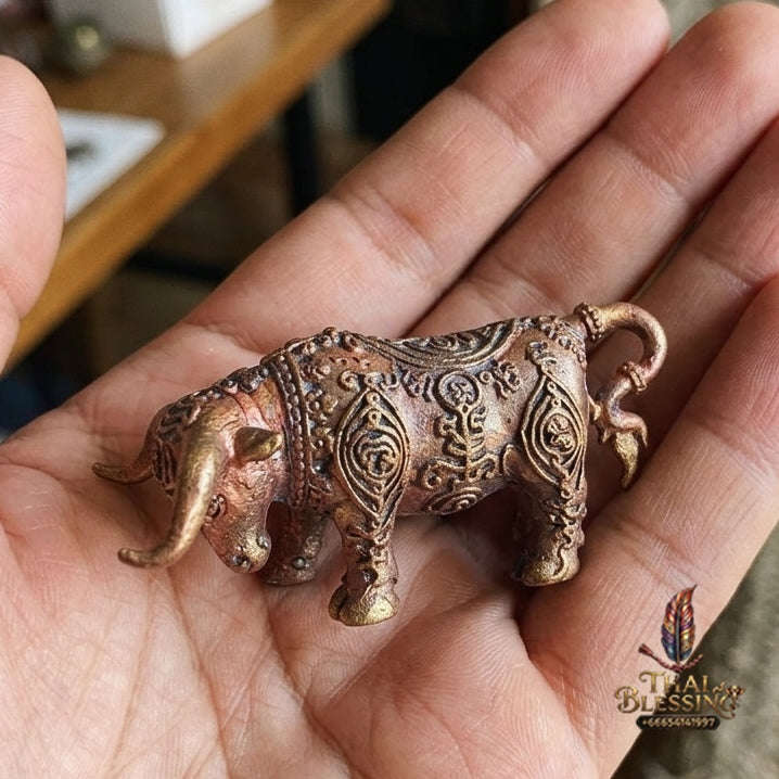 Authentic Thai Sacred Nonthi Maha Suphachok (Wua Thanu Sacred Divine Bull) - Ancient Cast Bronze for Supreme Luck, Fame, Protection & Wealth Attraction Thai Blessing Co By RURUECHA