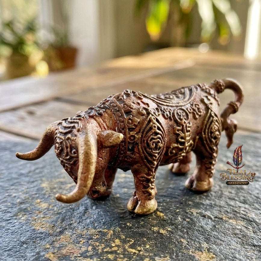 Authentic Thai Sacred Nonthi Maha Suphachok (Wua Thanu Sacred Divine Bull) - Ancient Cast Bronze for Supreme Luck, Fame, Protection & Wealth Attraction Thai Blessing Co By RURUECHA