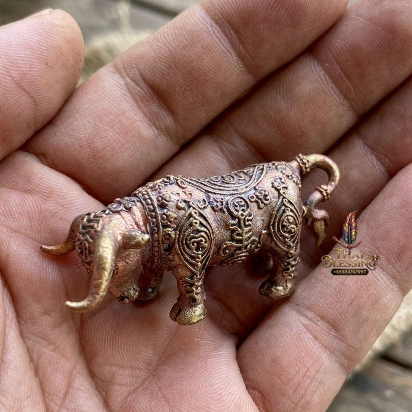 Authentic Thai Sacred Nonthi Maha Suphachok (Wua Thanu Sacred Divine Bull) - Ancient Cast Bronze for Supreme Luck, Fame, Protection & Wealth Attraction Thai Blessing Co By RURUECHA