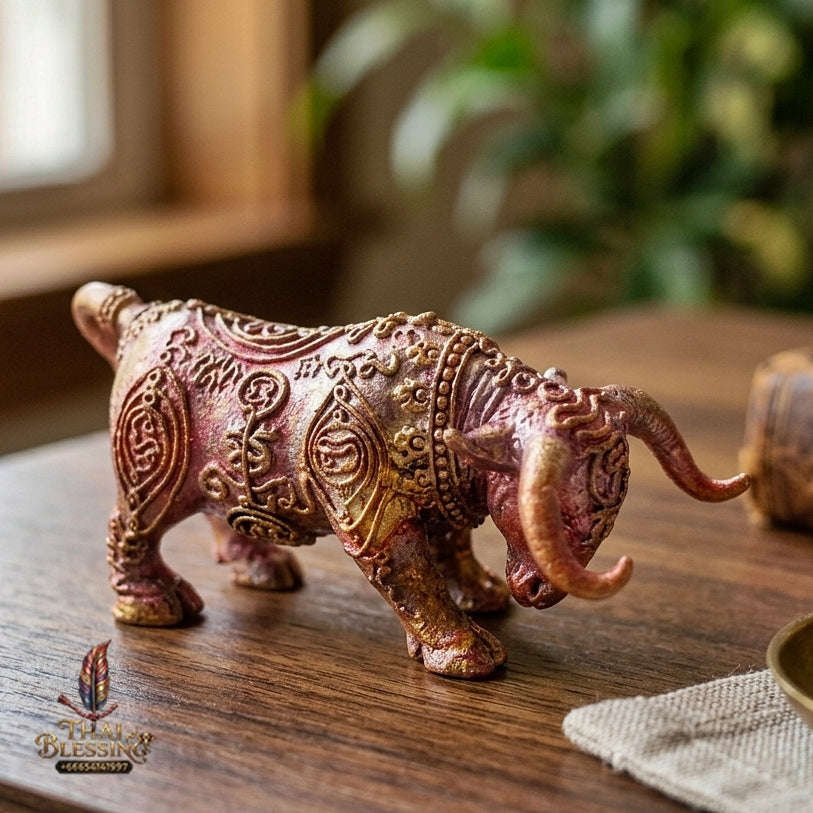 Authentic Thai Sacred Nonthi Maha Suphachok (Wua Thanu Sacred Divine Bull) - Rainbow Flame Copper for Supreme Luck, Fame, Protection & Wealth Attraction