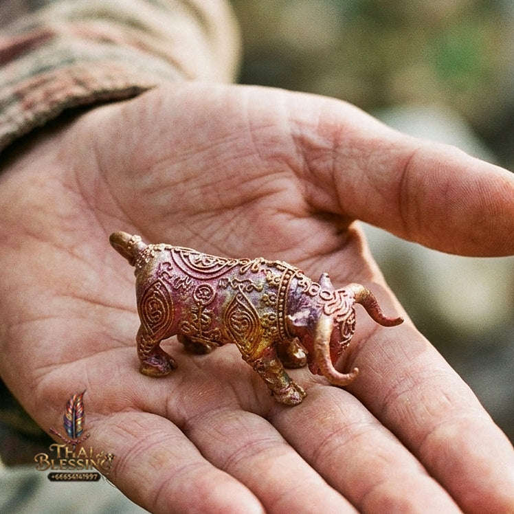 Authentic Thai Sacred Nonthi Maha Suphachok (Wua Thanu Sacred Divine Bull) - Rainbow Flame Copper for Supreme Luck, Fame, Protection & Wealth Attraction