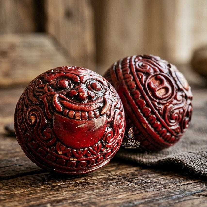 Authentic Thai Sacred Parot Kro Rahu Nuea Duang (Rahu Over Destiny Sacred Warning Bell) - Maha Chuanuan Metal with Red Polish for Destiny Elevation, Bad Luck Protection, Wealth & Universal Blessing Thai Blessing Co By RURUECHA