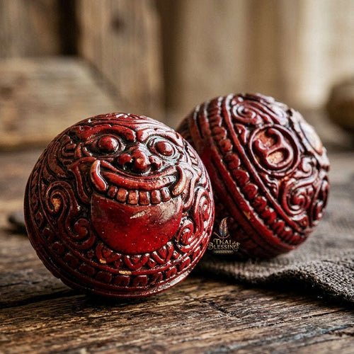 Authentic Thai Sacred Parot Kro Rahu Nuea Duang (Rahu Over Destiny Sacred Warning Bell) - Maha Chuanuan Metal with Red Polish for Destiny Elevation, Bad Luck Protection, Wealth & Universal Blessing Thai Blessing Co By RURUECHA