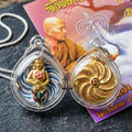 Authentic Thai Sacred Pendant "Nine-Tailed Fox Queen Spirit - Enamel Gold Samrit Edition 2023" by Kruba Baeng, Wat Ban Tanot Thai Blessing Co By RURUECHA