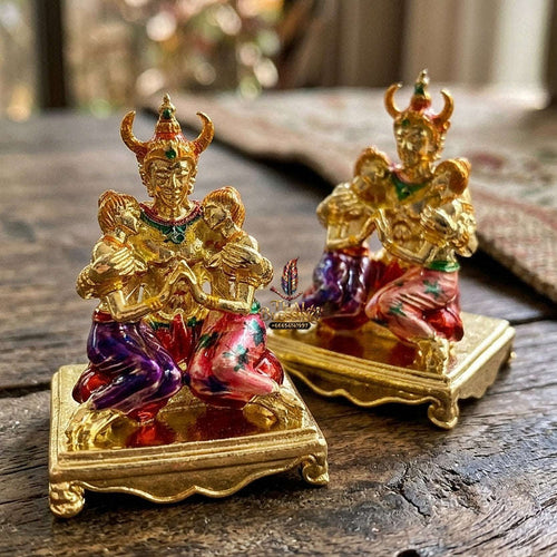 Authentic Thai Sacred Phaya Khao Kham Nang Khiang Statue - Gold Plated Enamel Bronze Edition for Supreme Metta Saneh Charm, Love Attraction & Lanna Prosperity Thai Blessing Co By RURUECHA