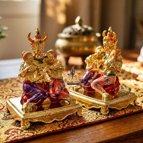 Authentic Thai Sacred Phaya Khao Kham Nang Khiang Statue - Gold Plated Enamel Bronze Edition for Supreme Metta Saneh Charm, Love Attraction & Lanna Prosperity Thai Blessing Co By RURUECHA