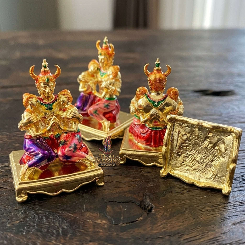 Authentic Thai Sacred Phaya Khao Kham Nang Khiang Statue - Gold Plated Enamel Bronze Edition for Supreme Metta Saneh Charm, Love Attraction & Lanna Prosperity Thai Blessing Co By RURUECHA