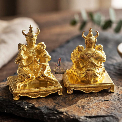 Authentic Thai Sacred Phaya Khao Kham Nang Khiang Statue - Radiant Gold Plated Bronze for Supreme Metta Saneh Charm, Love Attraction & Lanna Prosperity Thai Blessing Co By RURUECHA