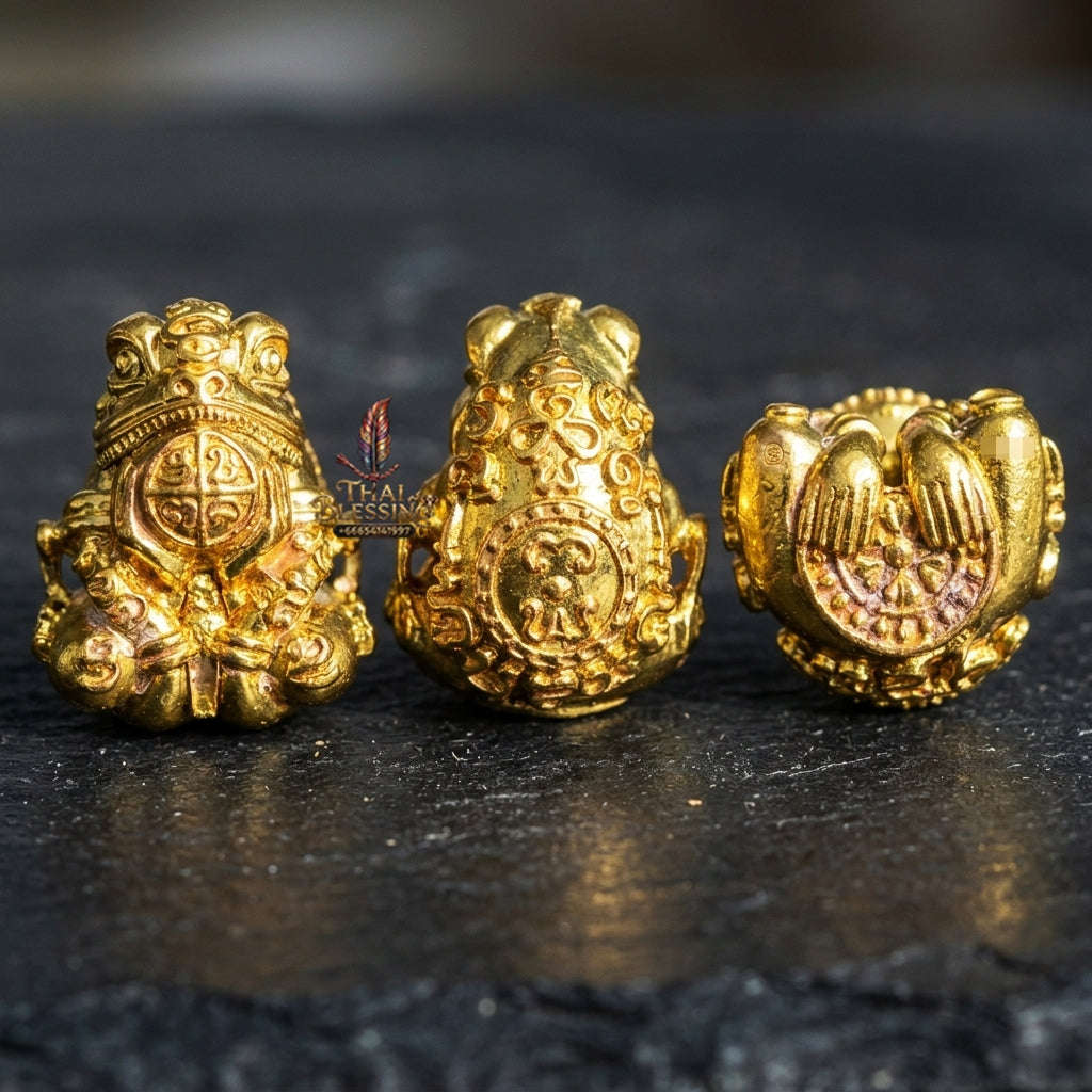 Authentic Thai Sacred Phaya Kop Kin Duan (Moon-Devouring Fortune Frog Talisman) for Wealth Luck, Gambling Fortune, Zodiac Clash Defense & Career Elevation Thai Blessing Co By RURUECHA