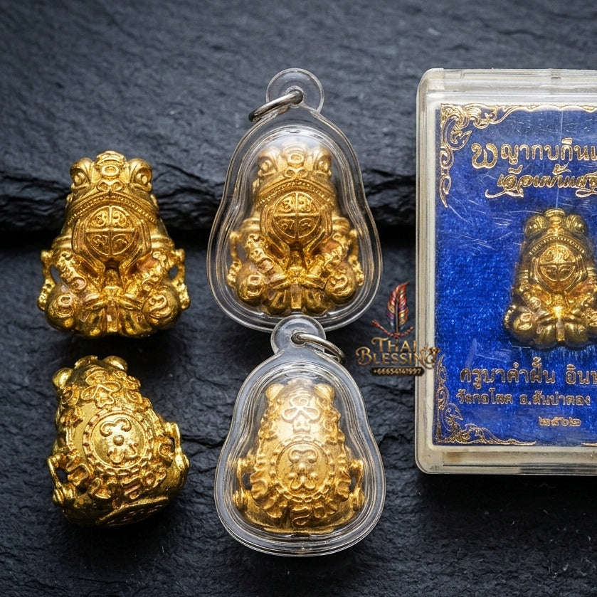Authentic Thai Sacred Phaya Kop Kin Duan (Moon-Devouring Fortune Frog Talisman) for Wealth Luck, Gambling Fortune, Zodiac Clash Defense & Career Elevation Thai Blessing Co By RURUECHA