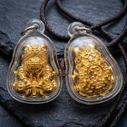 Authentic Thai Sacred Phaya Kop Kin Duan (Moon-Devouring Fortune Frog Talisman) for Wealth Luck, Gambling Fortune, Zodiac Clash Defense & Career Elevation Thai Blessing Co By RURUECHA