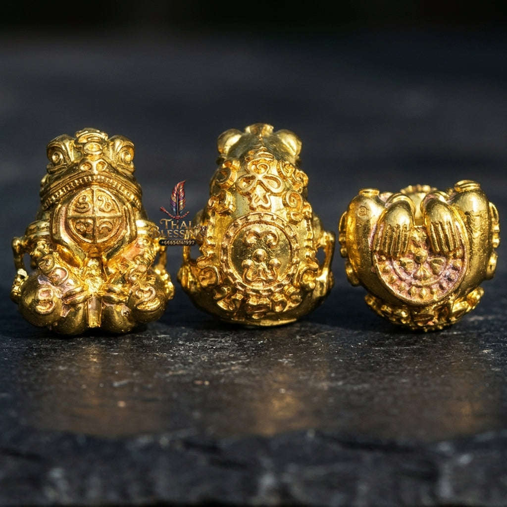 Authentic Thai Sacred Phaya Kop Kin Duan (Moon-Devouring Fortune Frog Talisman) for Wealth Luck, Gambling Fortune, Zodiac Clash Defense & Career Elevation Thai Blessing Co By RURUECHA