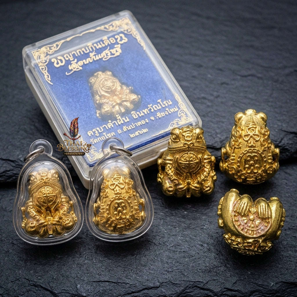 Authentic Thai Sacred Phaya Kop Kin Duan (Moon-Devouring Fortune Frog Talisman) for Wealth Luck, Gambling Fortune, Zodiac Clash Defense & Career Elevation Thai Blessing Co By RURUECHA