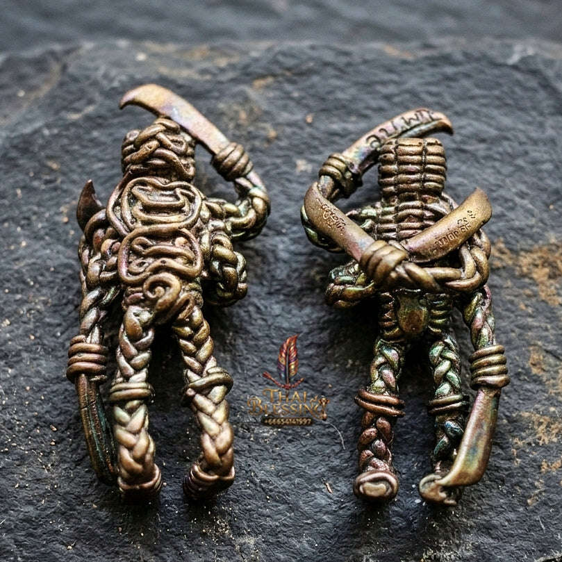 Authentic Thai Sacred Pho Hun Phayon Thewada Khanong Rit (Divine Warrior Spirit Guardian) - Nawa Loha 9-Metal Edition with Occult Steel Alloys for Ultimate Protection, Asset Shield, Black Magic Defense & Fortune Calling Thai Blessing Co By