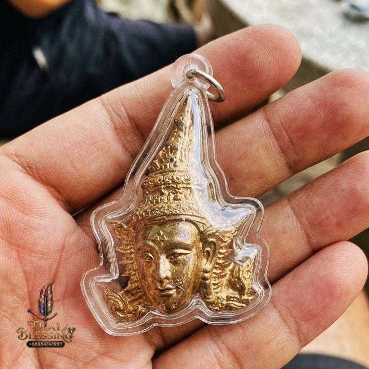 Authentic Thai Sacred Phra Lak Na Thong (Golden-Faced Phra Lak Mask Amulet) for Ultimate Metta Maha Saneh, Golden Charisma, Business Fortune & Protection Thai Blessing Co By RURUECHA