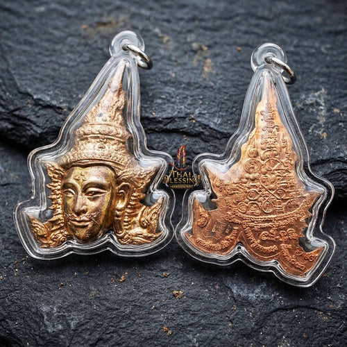 Authentic Thai Sacred Phra Lak Na Thong (Golden-Faced Phra Lak Mask Amulet) for Ultimate Metta Maha Saneh, Golden Charisma, Business Fortune & Protection Thai Blessing Co By RURUECHA