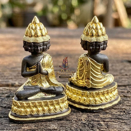 Authentic Thai Sacred Phra Setthi Nawakot (Nine Millionaires Buddha Statue) - Khan Long Hin Bronze with Partial Gold Plated Edition for Wealth Attraction, Business Growth & Eternal Fortune Thai Blessing Co By RURUECHA