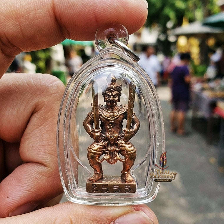Authentic Thai Sacred Phra Si Sa Laeng Ngaeng (Dual-Sword Guardian Spirit Statue) for Love Charm, Wealth Luck, Black Magic Shield & Ultimate Invincibility Thai Blessing Co By RURUECHA