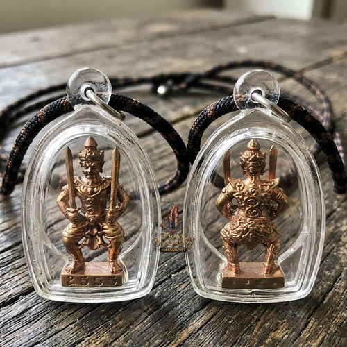 Authentic Thai Sacred Phra Si Sa Laeng Ngaeng (Dual-Sword Guardian Spirit Statue) for Love Charm, Wealth Luck, Black Magic Shield & Ultimate Invincibility Thai Blessing Co By RURUECHA